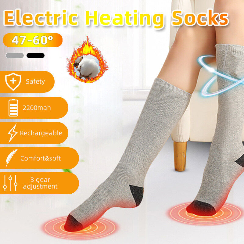 Winter Electric Heated Socks Boot Feet Warmer USB Rechargable Battery Warm Sock