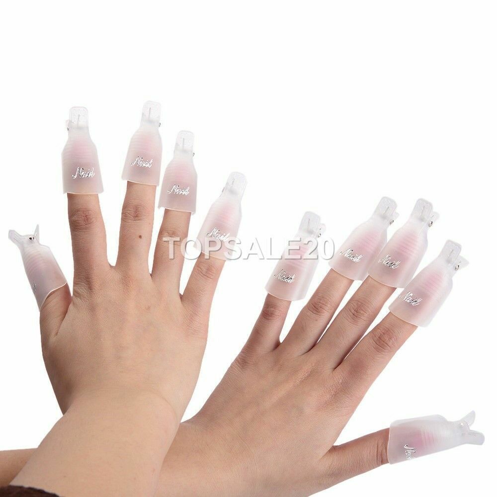 10PCS Plastic Nail Soak Off UV Gel Art Polish Remover Wrap Clip Cap