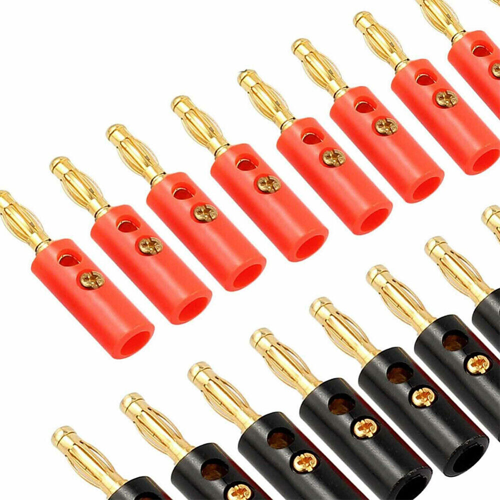 40Pcs Black Red Connector 4mm Gold Plated Banana Audio Speaker Wire Plugs