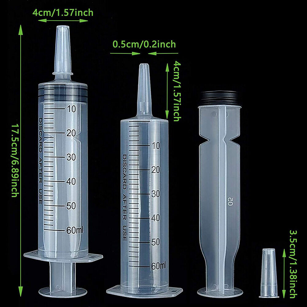 60ml Measuring Syringe Watering Refilling Liquid Syringe for Animal Food Feed