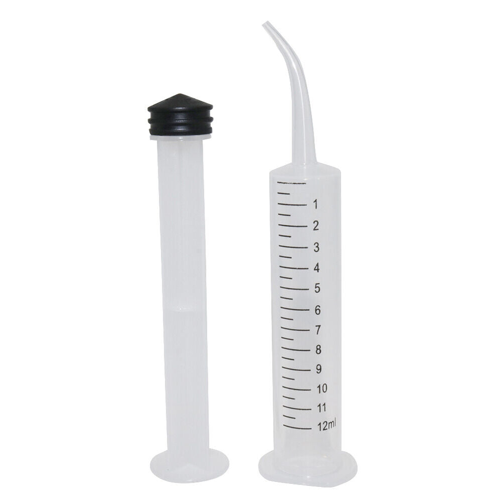 10PCS Dental Syringe Disposable Oral Irrigation Curved Tip Elbow Lab with Scale