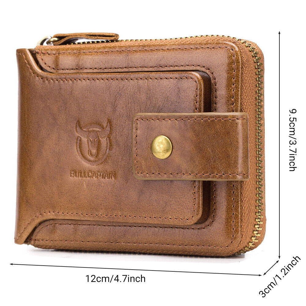 Leather Wallet Men Mens Bifold Wallet RFID Blocking Card Slots Coin Pocket Gift