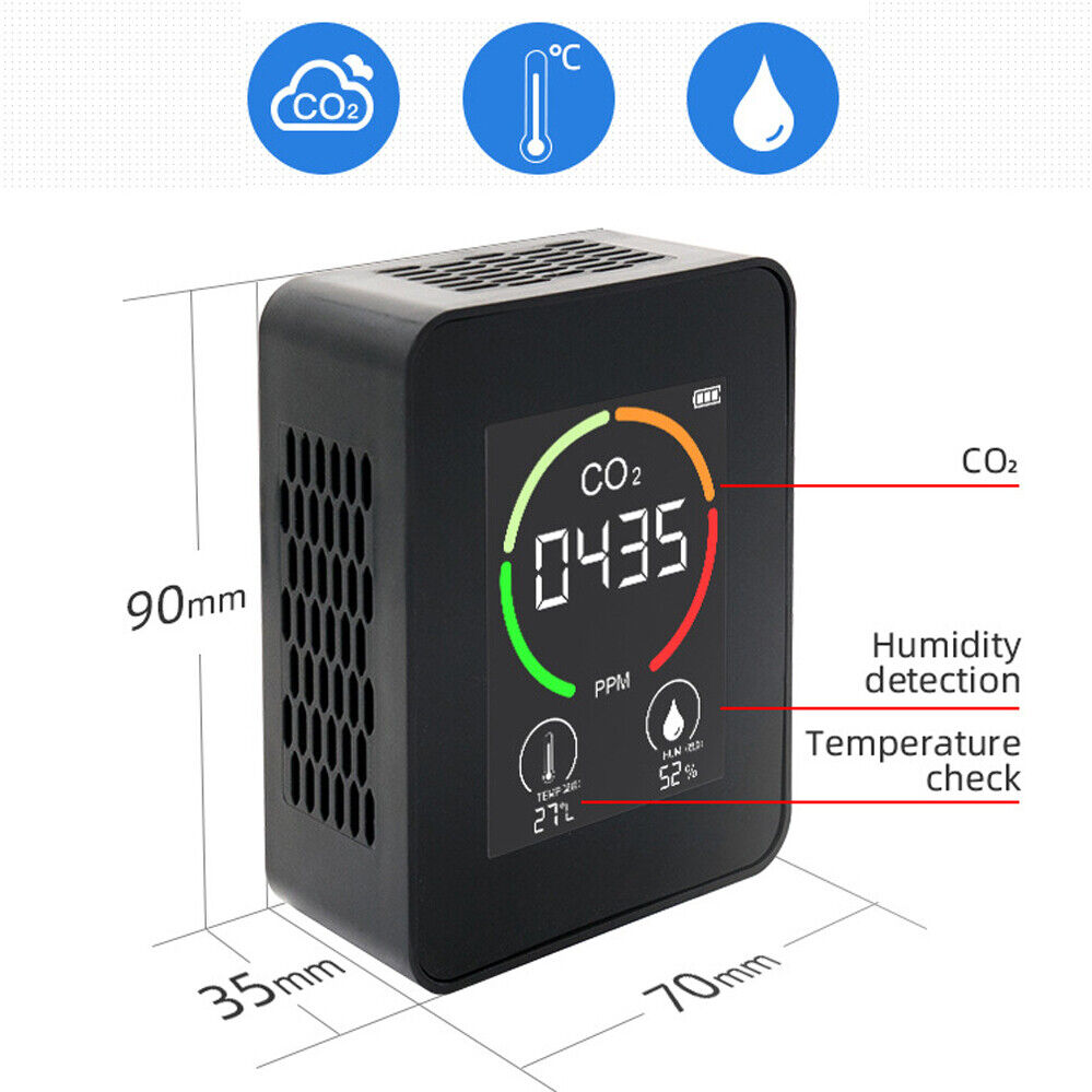 Indoor CO2 Detector NDIR Sensor Carbon Dioxide Temperature Humidity Meter 1pcs