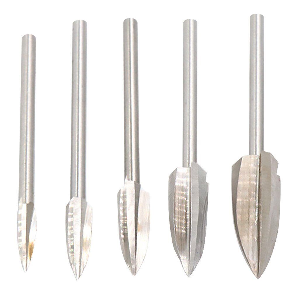 5 PCS/Set Wood Carving And Engraving Drill Bit Milling Cutter Carving Root #T