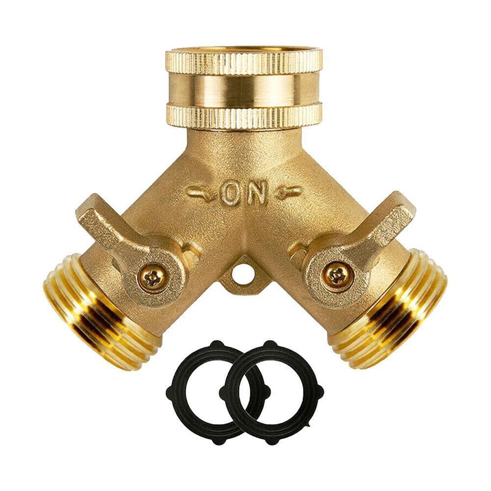 3/4" Garden Hose Splitter Solid Brass 2 Way Tap Connector Adapter Y-Splitter