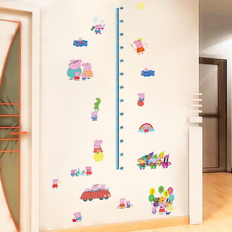 Wall Stickers Removable Peppa Pig Height Kids Nursery Decal Growth Chart