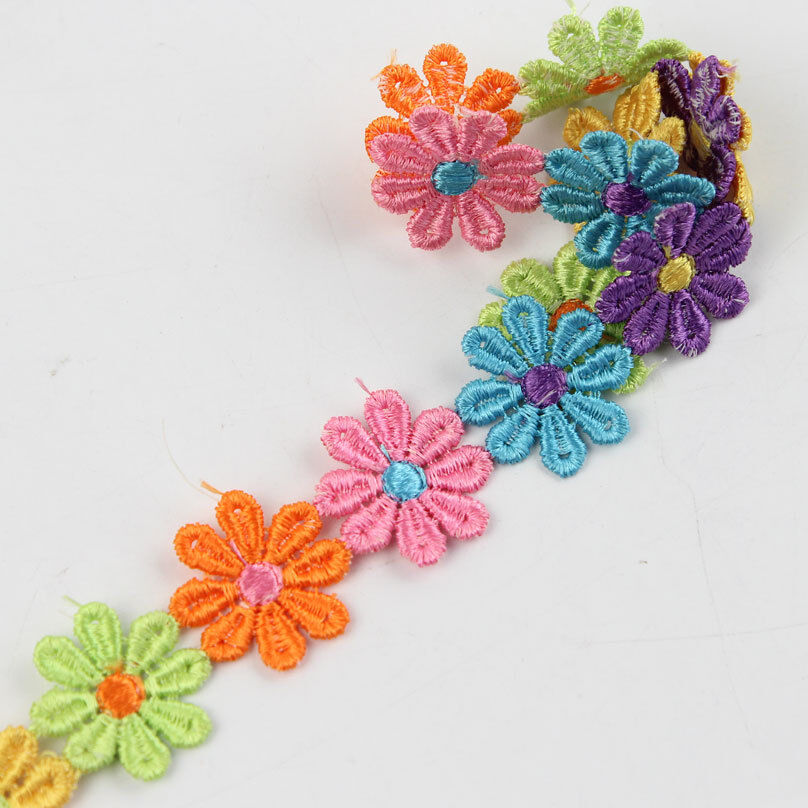 3Yard Colourful Daisy Flower Venice Venise Lace Applique Sewing Trims Doll Trim