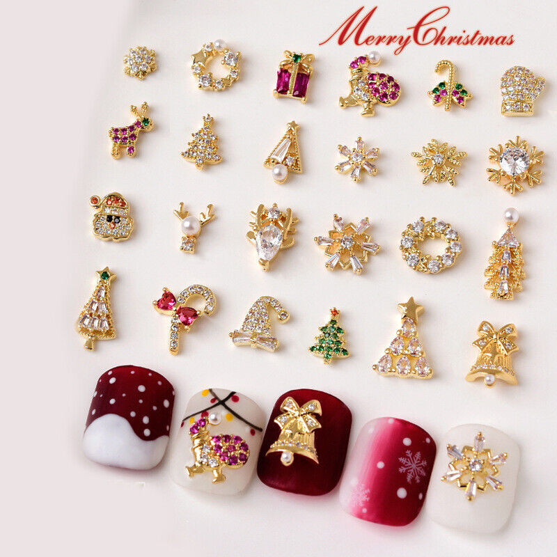 3D Luxury Nails Charms Christmas Glitter Jewelry Gift Art Rhinestones Decor