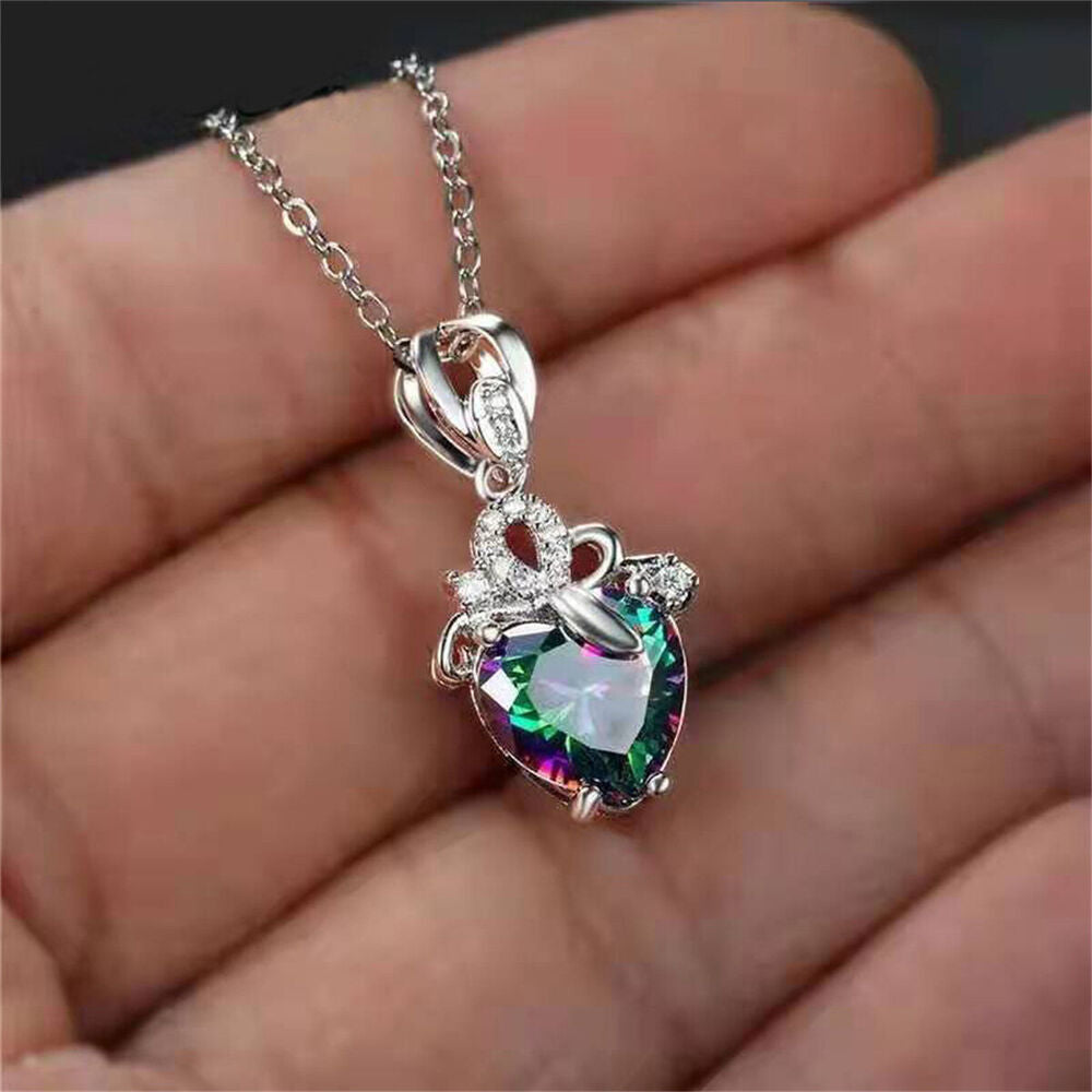 Heart Mystic Pendant Alloy Necklace Choker Chain For Women Wedding Jewelry Charm