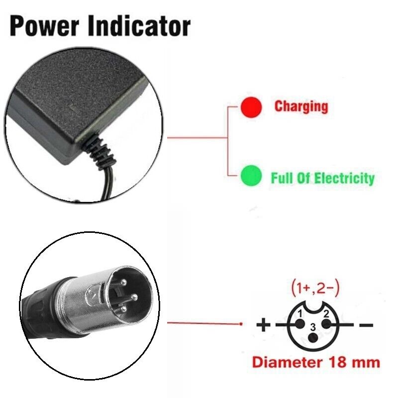 42V 2A Charger Power Adapter for 36V Electric Bike E-bike Scooter Li-ion Battery