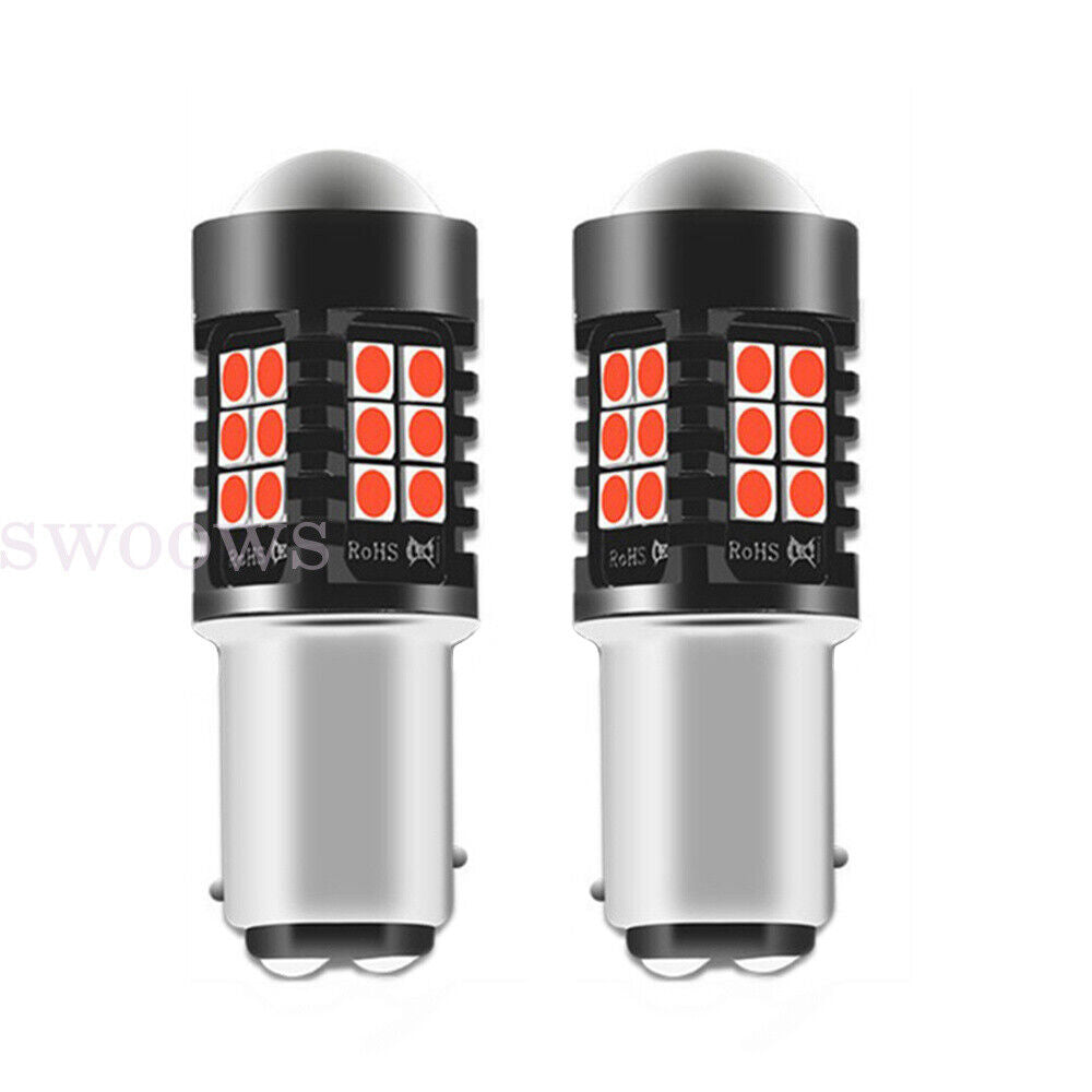 2X BAY15D 1157 RED LED BRAKE STOP TAIL LIGHT BULBS GLOBE SUPER BRIGHT ERROR FREE