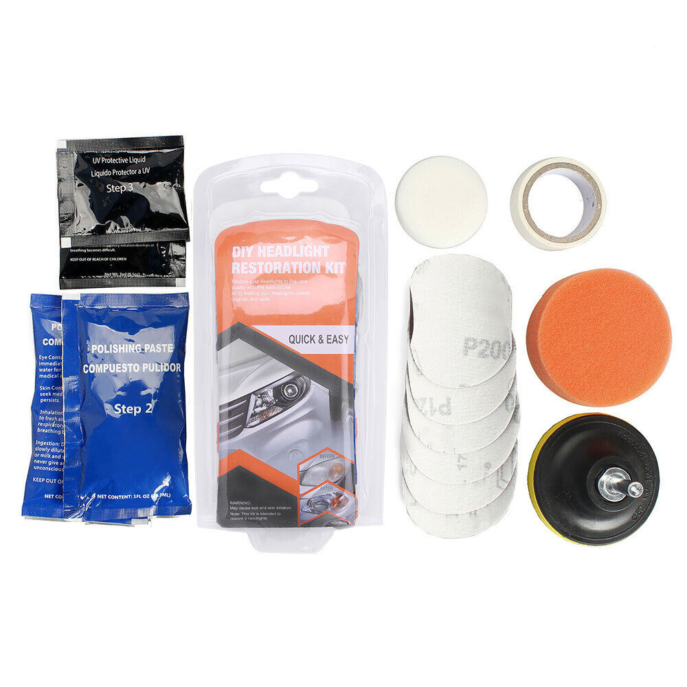 1 set Pro Car Vehicle Headlight Restoration Kit Polishing Sanding Cleaner Repair Tool