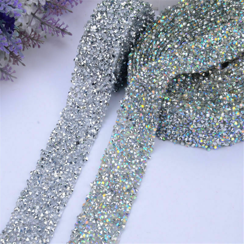 Iron On Applique Wedding Bridal Dress Rhinestone Beaded Trim Embellishment Decor