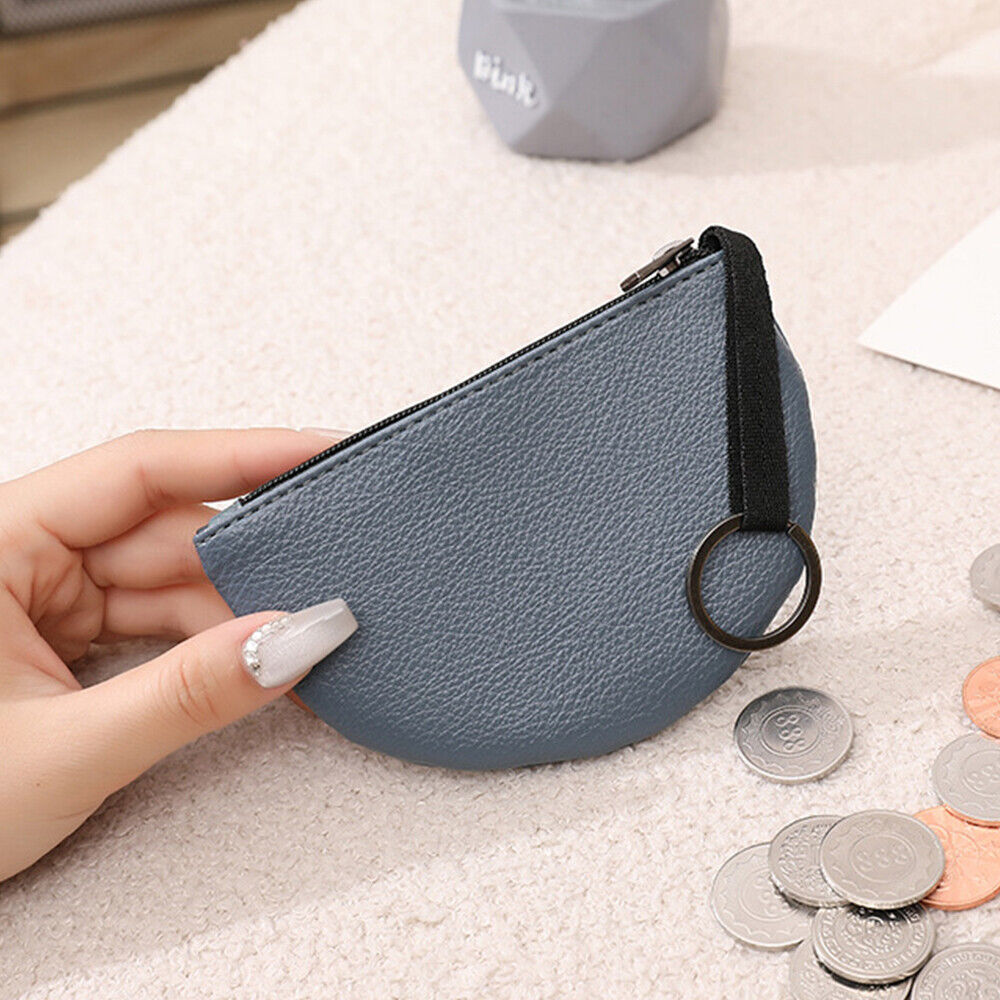 Coin Small Change Bag Card Wallet Pouch Zip Up Key Ring Leather Mini Purse Women