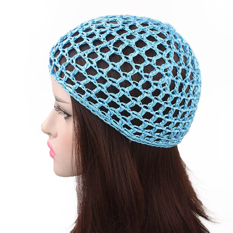 Womens Mesh Hair Net Crochet Cap Solid Hairnet Snood Sleeping Turban Hat Vintage