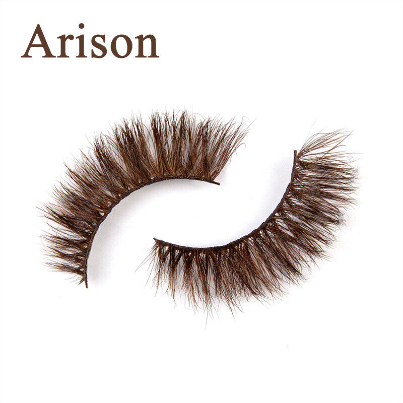 3D Mink Fake Lashes Natural Brown False Colored Eyelashes Thick Long Wispies