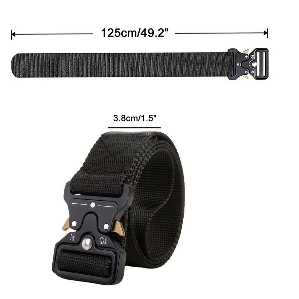 Quick Release Work Belt Tactical Black Men Army Webbing Nylon Military Waistbelt