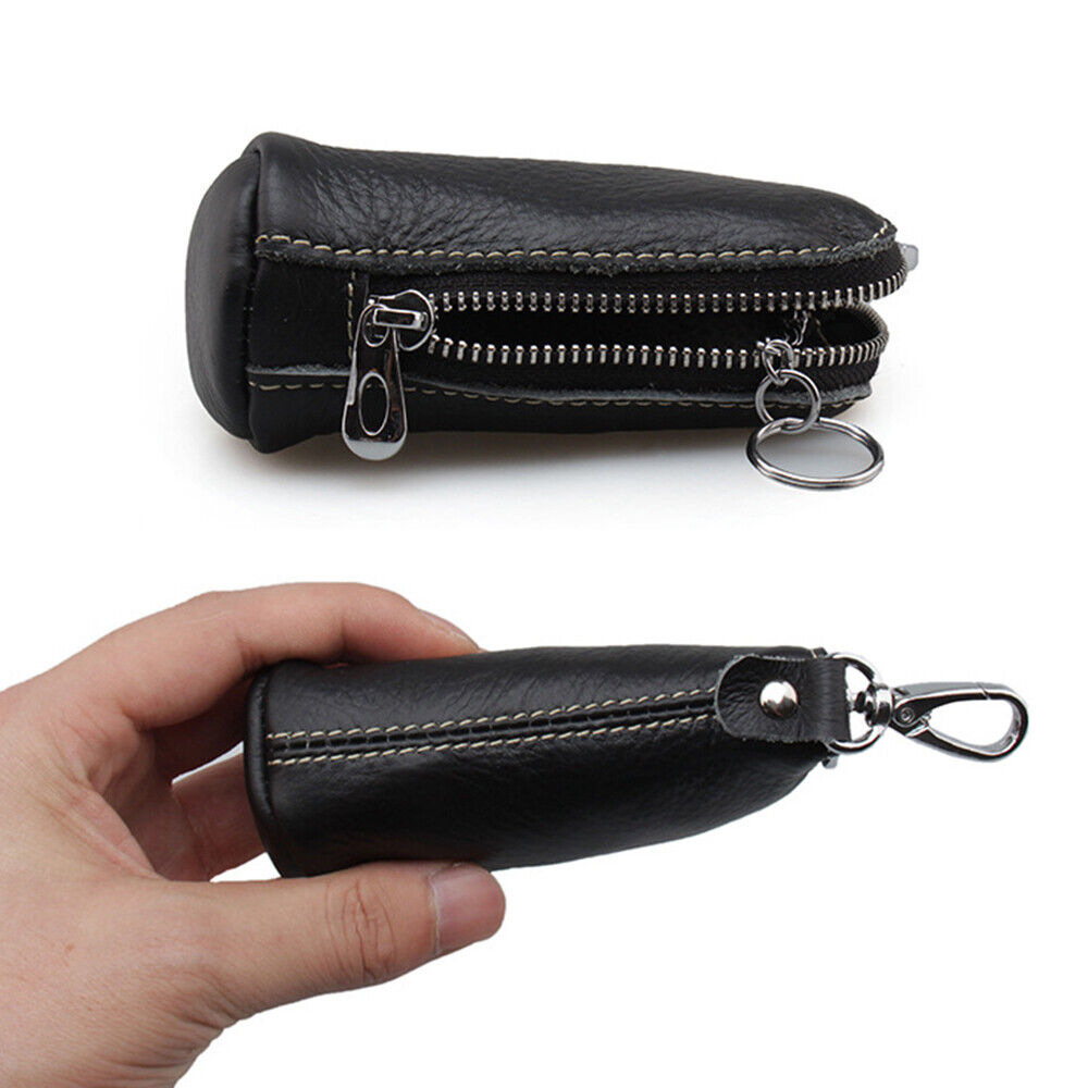 Coin Small Change Bag Card Wallet Pouch Zip-Up Women Key Ring Leather Mini Purse