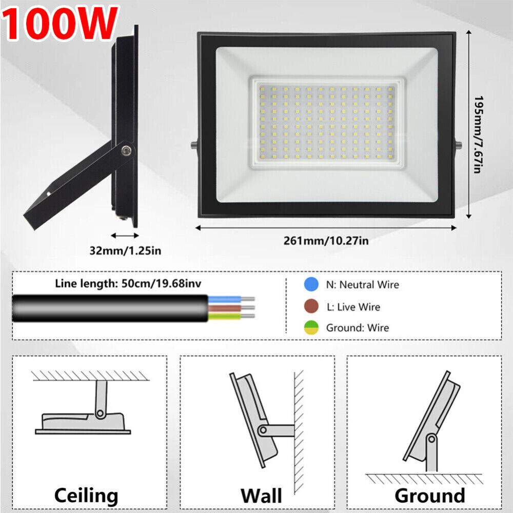 Outdoor LED Flood Light 10W-300W Security Light 220V-240V Spotlight Waterproof