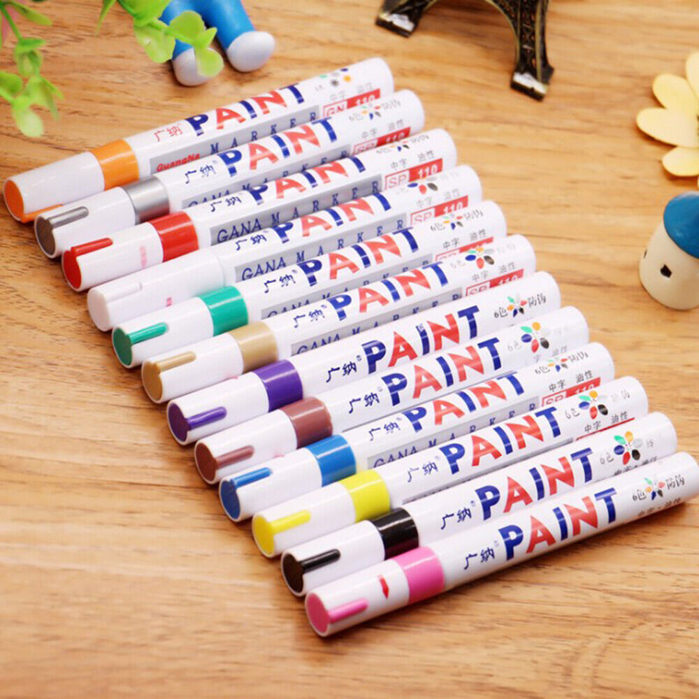 Waterproof Paint Pen Marker 12 Colours For Car Tyre Tire Metal Permanent Pen