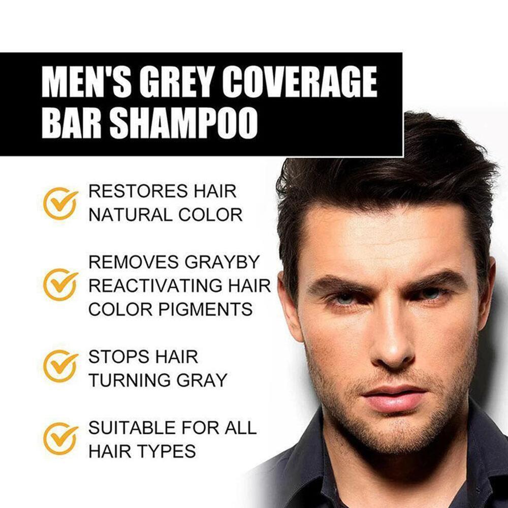 Men's Grey Coverage Bar Shampoo Hair Darkening Black Soap for Grey Hair-Cover