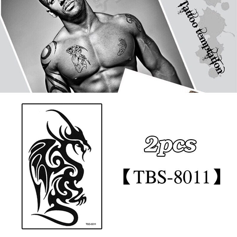 2X Temporary Tattoo Sticker Totem Waterproof Fake Tattoos Removable Body Art TBS