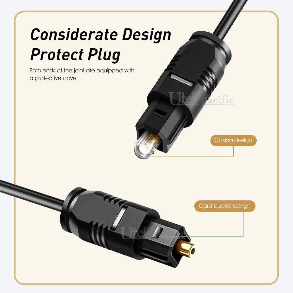 2X Ultra Premium Digital Toslink Optical Audio Cable Black Fibre Lead Cord S/PDIF