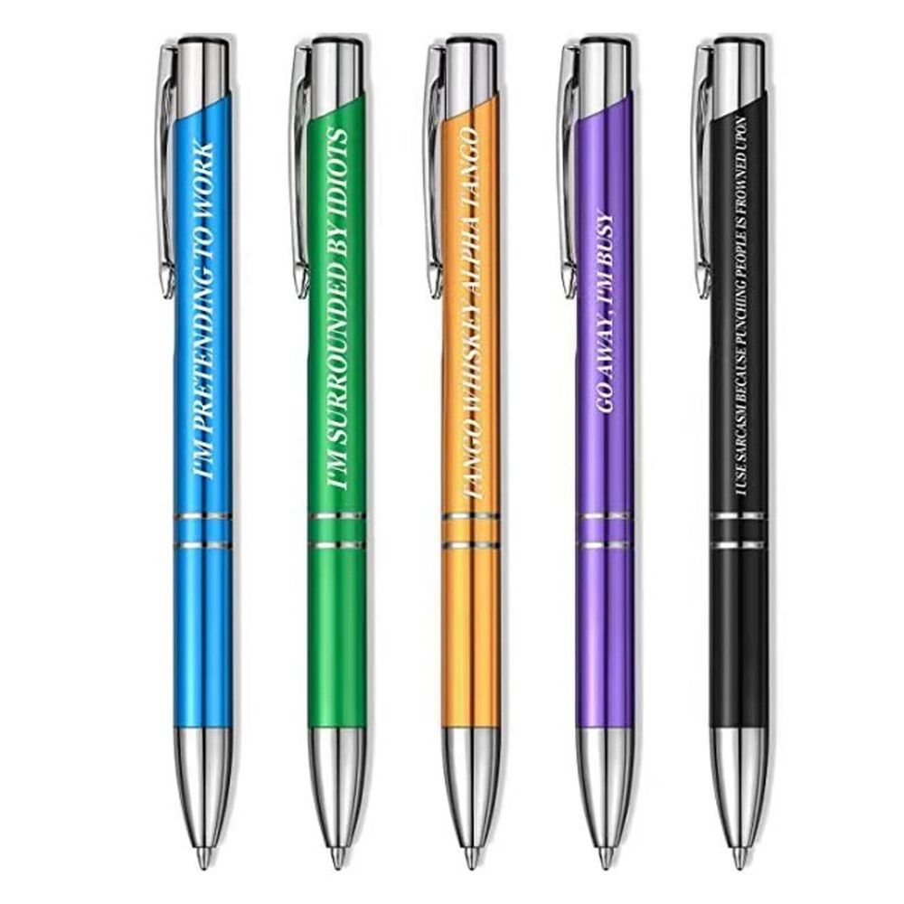 1 set New Funny Pens Swear Word Pen Set Black Ink Writing Pen Funny Office Diary Gift