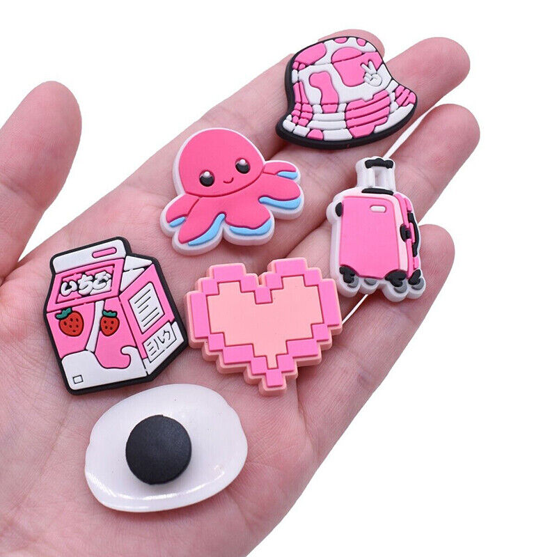 37PCS Pink Shoe Charms for Girls Croc Shoes Accessories Sandals DIY Decoration