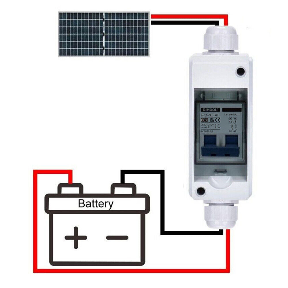 Solar Battery PV Switch DC 63A 12V-240V & Waterproof Circuit Breaker Enclosure