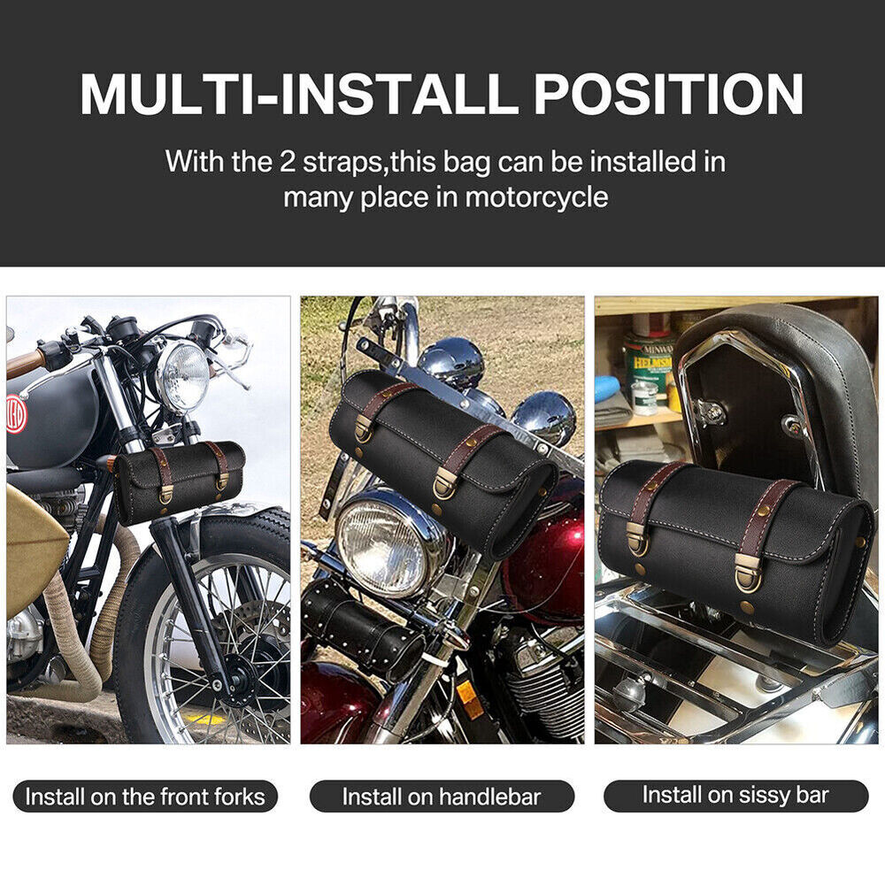 Universal Motorcycle Front Fork Tool Bag Saddlebag Roll Luggage Storage Pouch