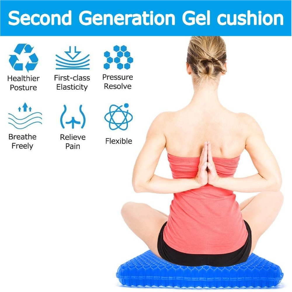 2x Gel Seat Cushion Cooling Seat Cushion Breathable Honeycomb Office Car Seat Mat