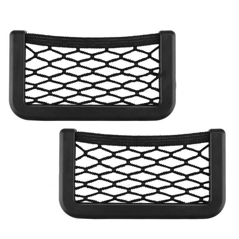 2x Medium Car Mesh Storage Holder Adhesive Net Pocket Phone Bag Card Black Truck