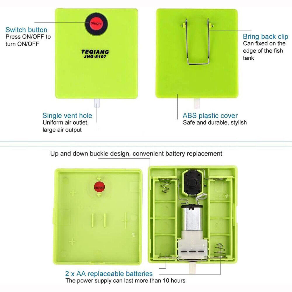 Portable Mini Aquarium Oxygen Pump Fish Tank Air Pump Battery Operated Fish Pump