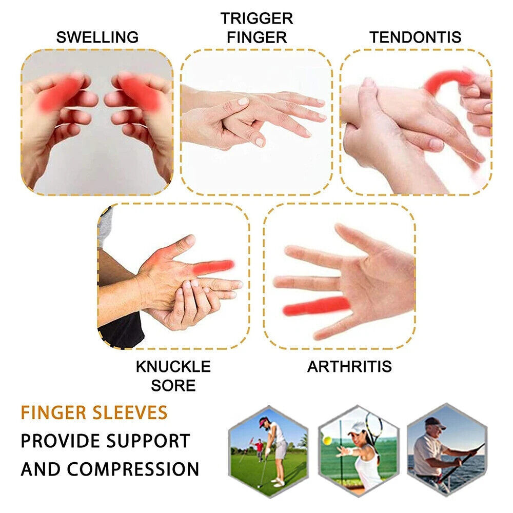 10x Finger Splint Stabiliser Finger Sleeves Thumb Support Protector Finger Brace