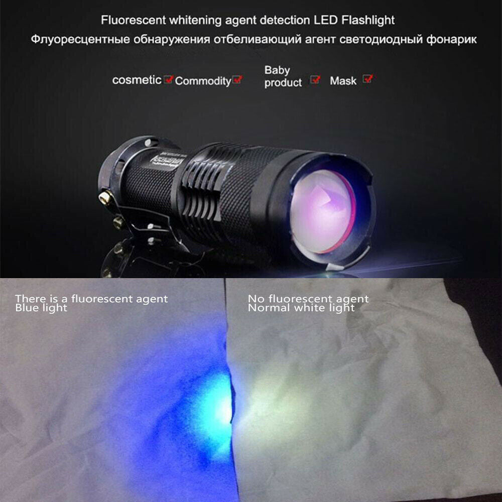 2x UV Ultra Violet LED Flashlight Blacklight Light 395 nM Inspection Lamp Torch