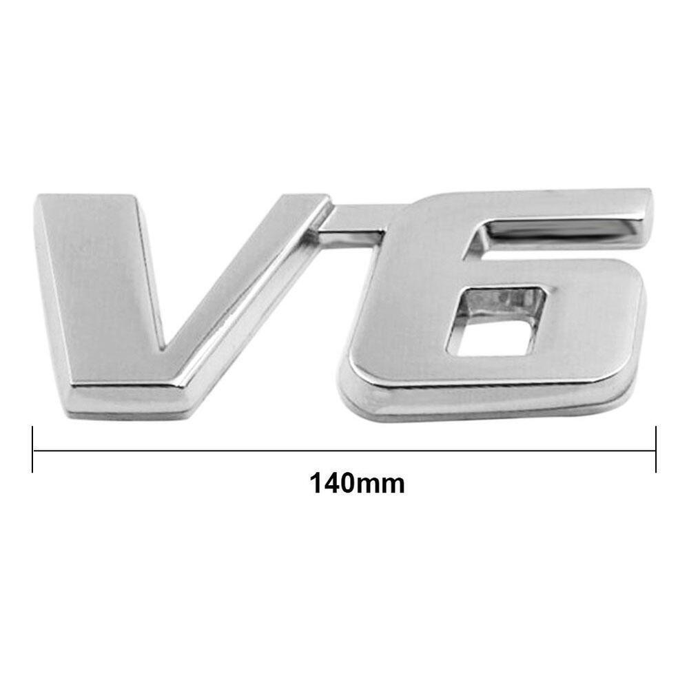 3D Chrome Metal V6 Car Auto Tailgate Sticker Trunk Lid Emblem Badge Decal