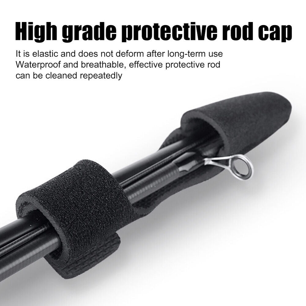 Portable Fishing Rod Holder Belt Tip Guard Cover Pole Elastic Tie Wrap Strap