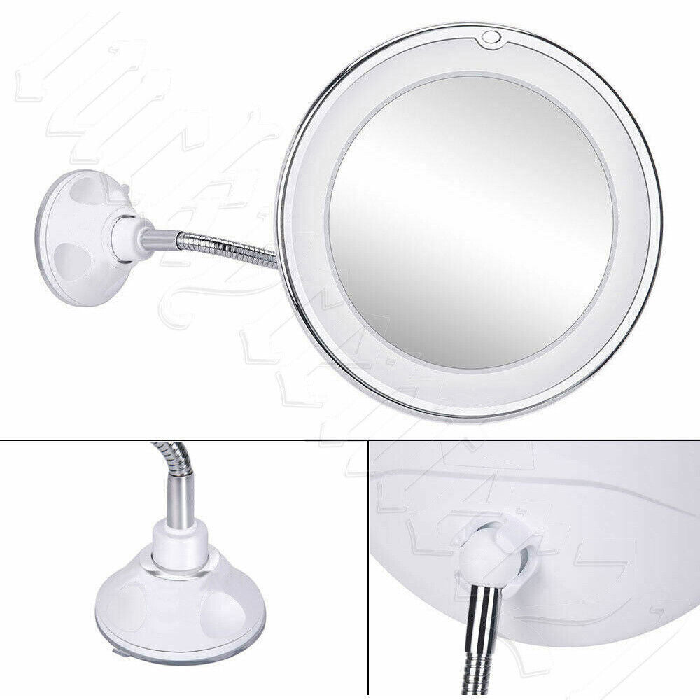 10X Magnifying Makeup Mirror 360° Flexible Illuminated Bendable Neck LED Light