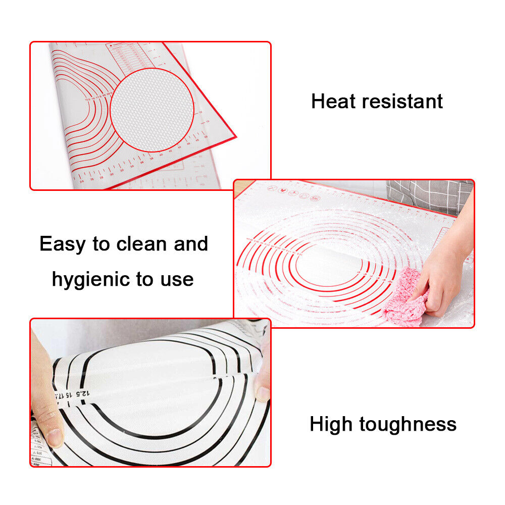 2x Reusable X Large Non-Stick Silicone Baking Mat Sheet Rolling Pastry Dough 60x40