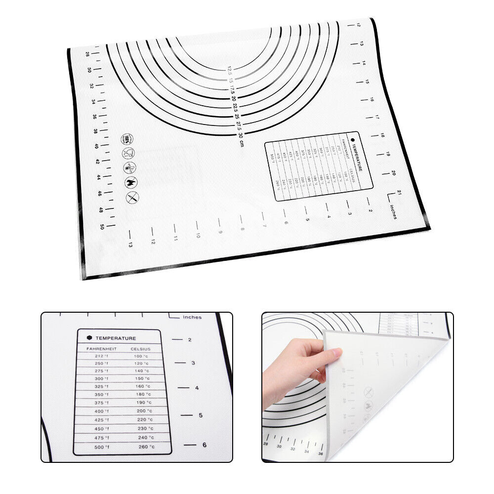 2x Reusable X Large Non-Stick Silicone Baking Mat Sheet Rolling Pastry Dough 60x40