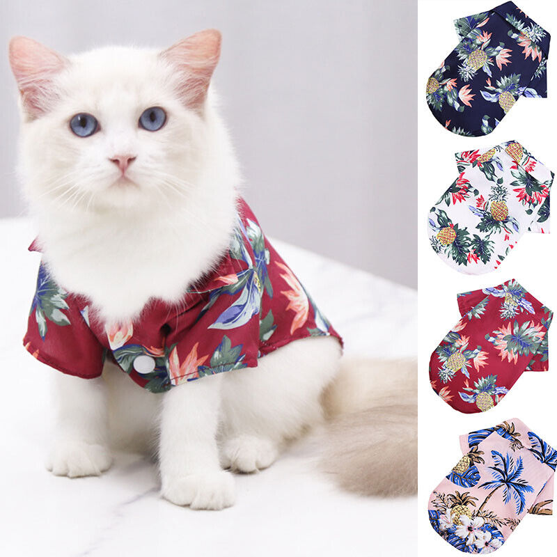 Hawaii Pet Clothes Summer T-shirt Dog Cat Chihuahua Beach Short Sleeve Tops