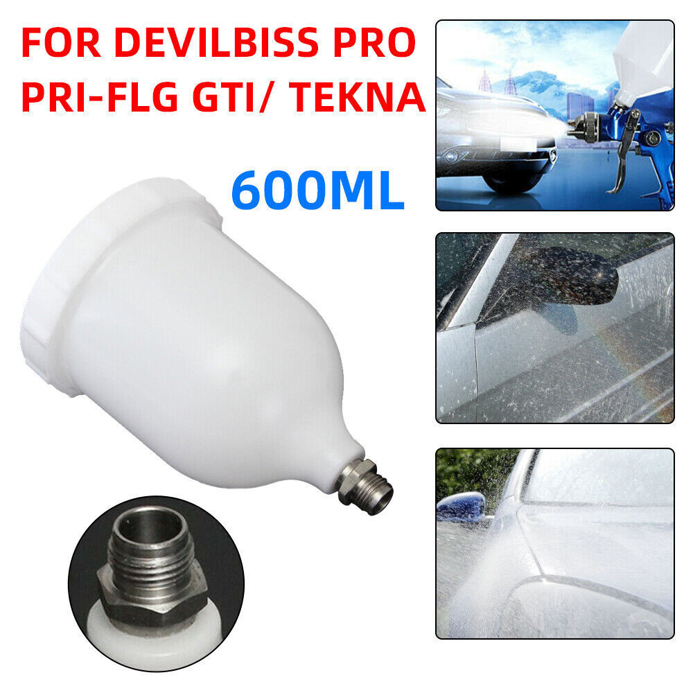 600ML Spray Gun Pot Paint Cup Replace For Devilbiss / TEKNA Pro Pri Spare Part