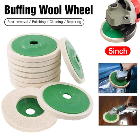 10 pack 4/5'' Wool Polishing Discs for Angle Grinder Finishing Wheel Buffing Pad