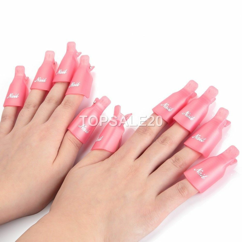 10PCS Plastic Nail Soak Off UV Gel Art Polish Remover Wrap Clip Cap