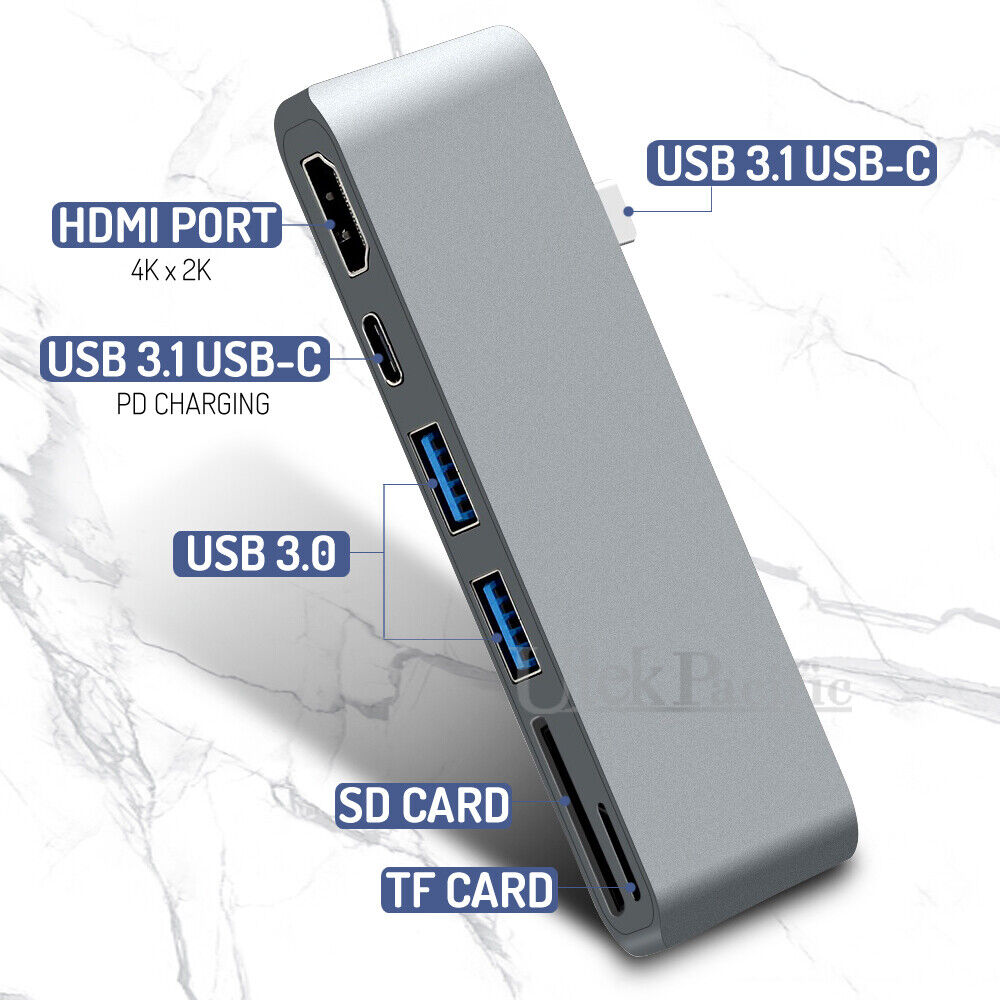 6/7/8in 1 USB-C HUB Type-C USB Multi 3.0 4K HDMI RJ45 Ethernet Micro SD TF OTG