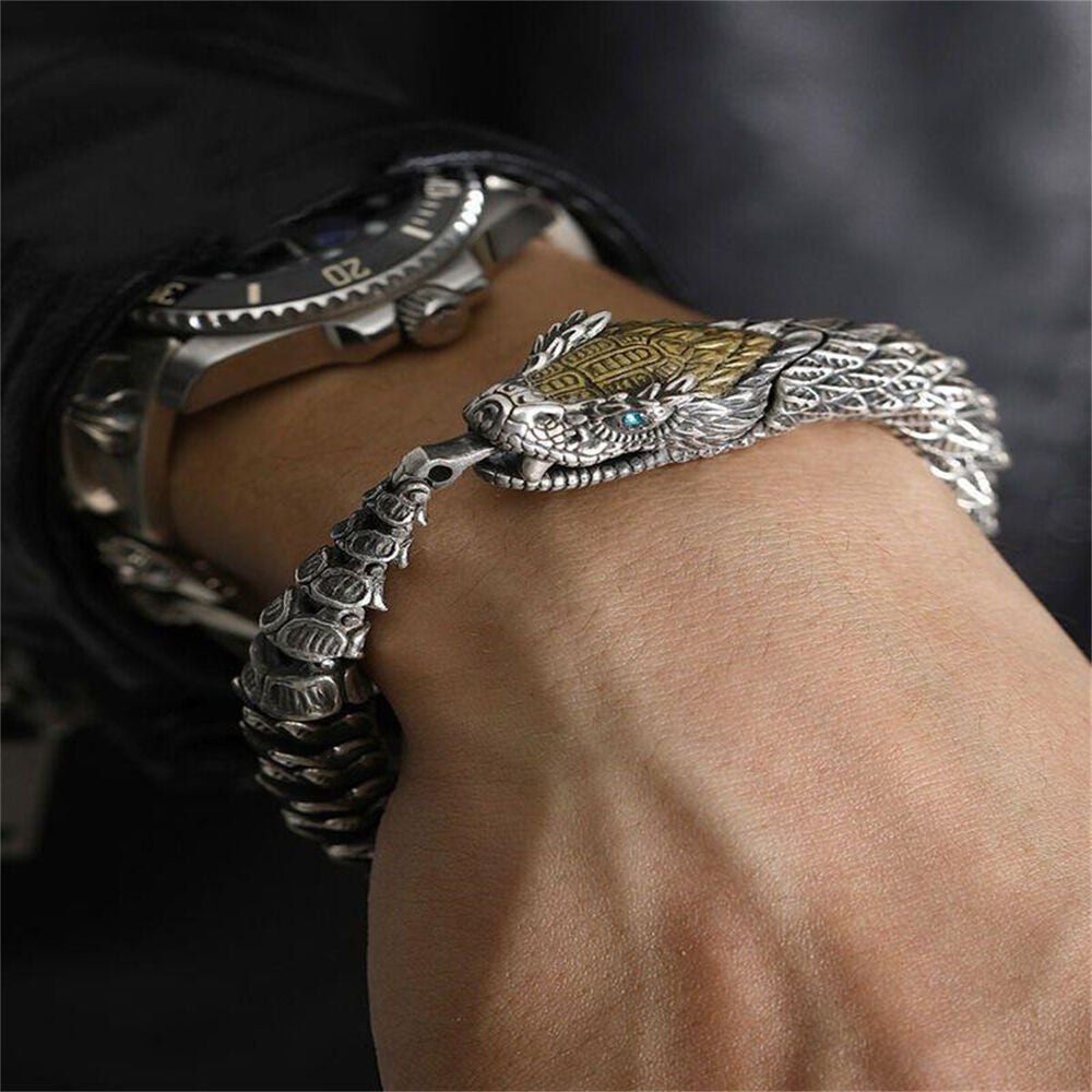 Retro Viking Snake Bracelet Men's Punk Style Bangle Lucky Gift Amulet Jewelry