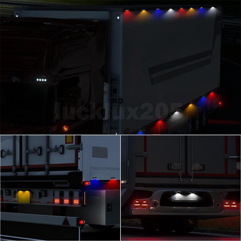 10pcs 6 LED License Number Plate Light Side Lamp for Truck SUV Trailer Lorry 12/24V