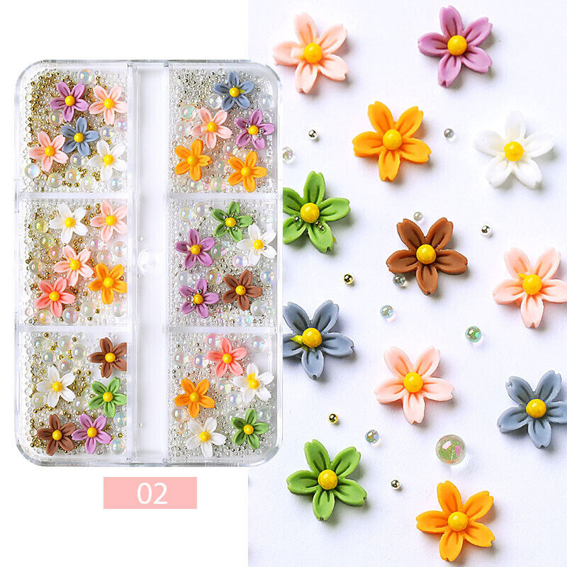 3D Nail Gems Nail Jewelry Nail Camellia Flower Mix Beads Nail Art Accessories