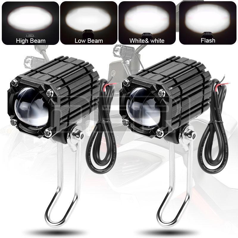 2x Universal Motorcycle Mirror Mount LED Spot Lights Electric scooter Headlight